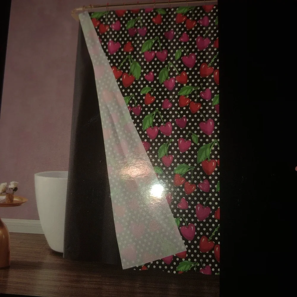 🍒 Betsey Johnson  Cherry Polka Dot Shower Curtain set